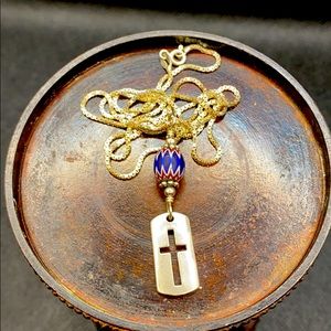 Sterling Christian Cross Dog Tag Pendant